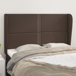 vidaXL Cabecero con orejas de cuero sintético marrón 147x23x118/128 cm