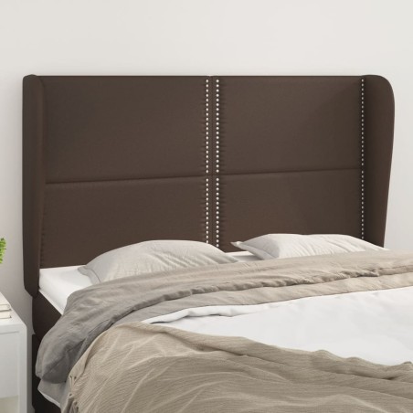 vidaXL Cabecero con orejas de cuero sintético marrón 147x23x118/128 cm