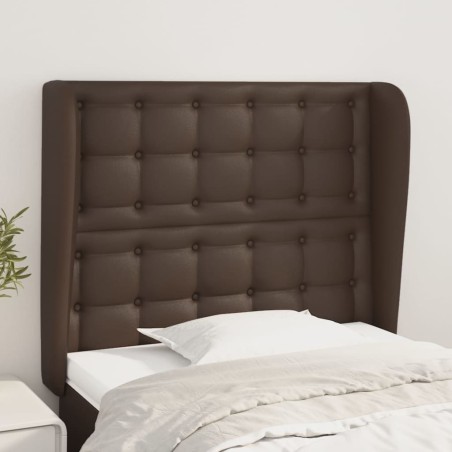 vidaXL Cabecero con orejas de cuero sintético marrón 83x23x118/128 cm