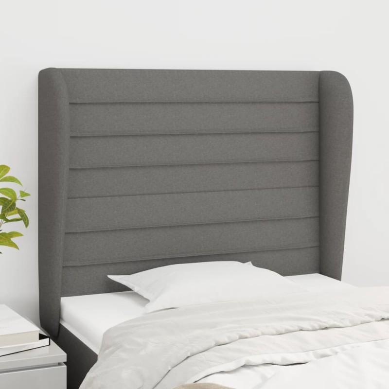 vidaXL Cabecero con orejas de tela gris oscuro 83x23x118/128 cm vidaXL Cabecero con orejas de tela gris oscuro 83x23x118/128 cm