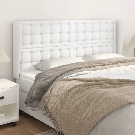 vidaXL Cabecero con orejas cuero sintético blanco 183x23x118/128cm