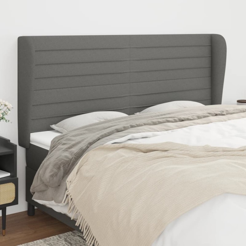 vidaXL Cabecero con orejas de tela gris oscuro 163x23x118/128 cm vidaXL Cabecero con orejas de tela gris oscuro 163x23x118/128 cm