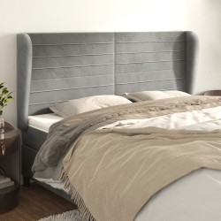 vidaXL Cabecero con orejas de terciopelo gris claro 203x23x118/128 cm