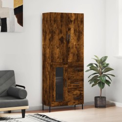 vidaXL Aparador alto madera contrachapada roble ahumado 69,5x34x180 cm