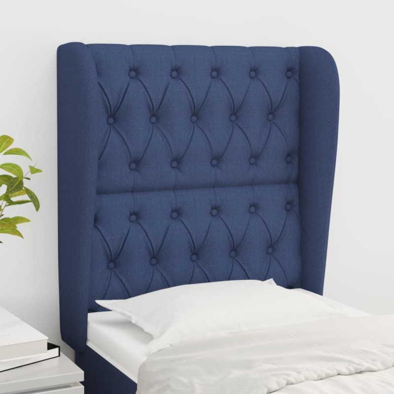 vidaXL Cabecero con orejas de tela azul 83x23x118/128 cm vidaXL Cabecero con orejas de tela azul 83x23x118/128 cm