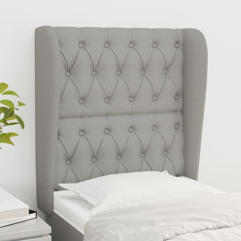 vidaXL Cabecero con orejas de tela gris claro 83x23x118/128 cm vidaXL Cabecero con orejas de tela gris claro 83x23x118/128 cm