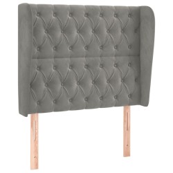 vidaXL Cabecero con orejas de terciopelo gris claro 93x23x118/128 cm