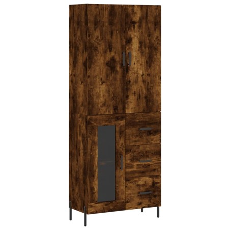 vidaXL Aparador alto madera contrachapada roble ahumado 69,5x34x180 cm