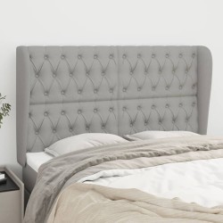 vidaXL Cabecero con orejas de tela gris claro 163x23x118/128 cm