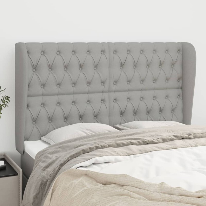 vidaXL Cabecero con orejas de tela gris claro 163x23x118/128 cm