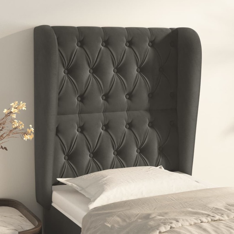 vidaXL Cabecero con orejas de terciopelo gris oscuro 83x23x118/128 cm vidaXL Cabecero con orejas de terciopelo gris oscuro 83x23x118/128 cm