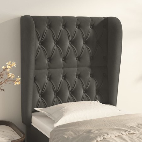 vidaXL Cabecero con orejas de terciopelo gris oscuro 83x23x118/128 cm