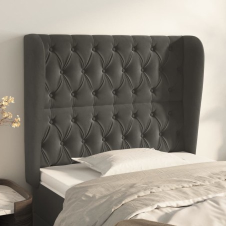 vidaXL Cabecero con orejas de terciopelo gris oscuro 103x23x118/128 cm