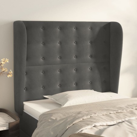 vidaXL Cabecero con orejas de terciopelo gris oscuro 103x23x118/128 cm
