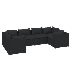 vidaXL Set sofás de jardín 6 piezas y cojines ratán sintético negro