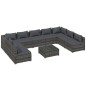 vidaXL Set de muebles de jardín 10 pzas y cojines ratán sintético gris vidaXL Set de muebles de jardín 10 pzas y cojines ratán sintético gris