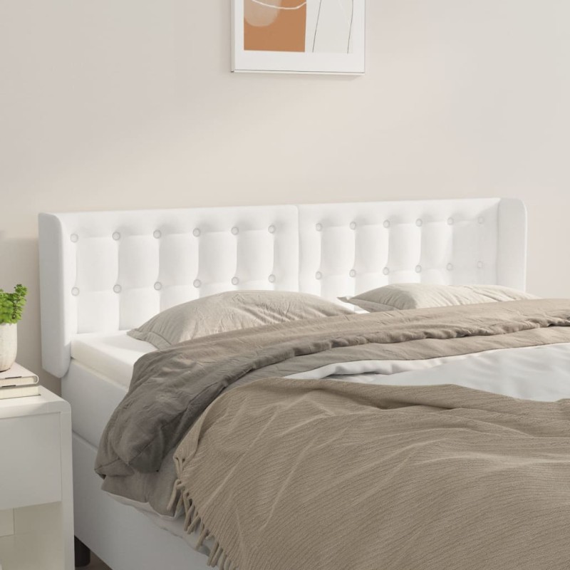 vidaXL Cabecero de cuero sintético blanco 147x16x78/88 cm vidaXL Cabecero de cuero sintético blanco 147x16x78/88 cm