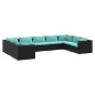 vidaXL Set de muebles de jardín 9 pzas y cojines ratán sintético negro vidaXL Set de muebles de jardín 9 pzas y cojines ratán sintético negro