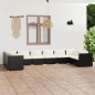 vidaXL Set de muebles de jardín 10 pzs y cojines ratán sintético negro vidaXL Set de muebles de jardín 10 pzs y cojines ratán sintético negro