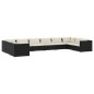 vidaXL Set de muebles de jardín 10 pzs y cojines ratán sintético negro vidaXL Set de muebles de jardín 10 pzs y cojines ratán sintético negro