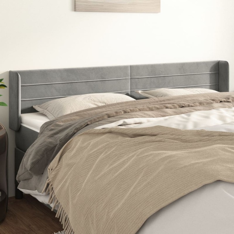 vidaXL Cabecero de terciopelo gris claro 163x16x78/88 cm vidaXL Cabecero de terciopelo gris claro 163x16x78/88 cm