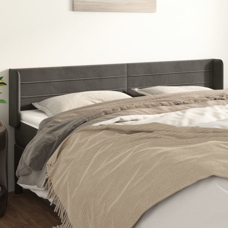 vidaXL Cabecero de terciopelo gris oscuro 183x16x78/88 cm vidaXL Cabecero de terciopelo gris oscuro 183x16x78/88 cm