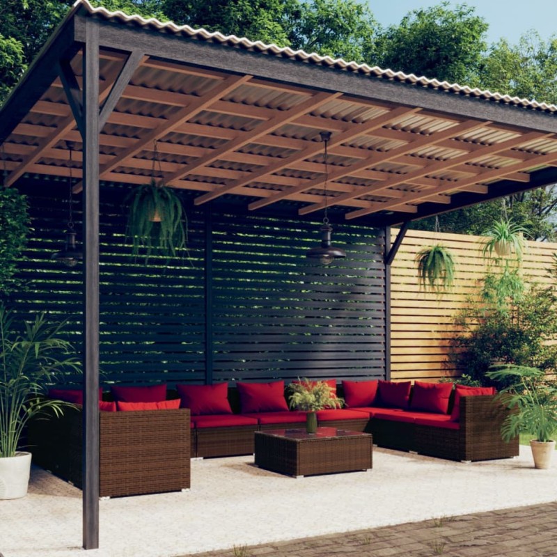 vidaXL Set muebles de jardín 11 piezas cojines ratán sintético marrón vidaXL Set muebles de jardín 11 piezas cojines ratán sintético marrón