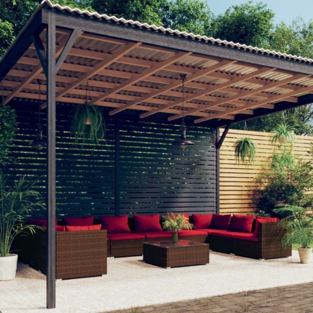 vidaXL Set muebles de jardín 11 piezas cojines ratán sintético marrón