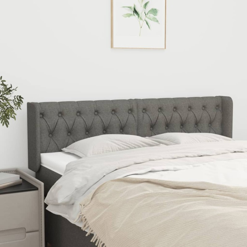 vidaXL Cabecero de tela gris oscuro 163x16x78/88 cm vidaXL Cabecero de tela gris oscuro 163x16x78/88 cm