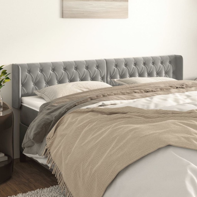 vidaXL Cabecero de terciopelo gris claro 183x16x78/88 cm vidaXL Cabecero de terciopelo gris claro 183x16x78/88 cm