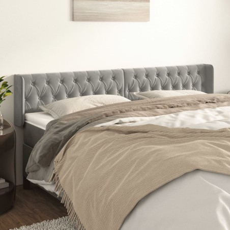 vidaXL Cabecero de terciopelo gris claro 183x16x78/88 cm