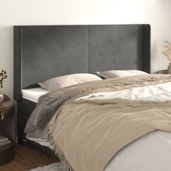 vidaXL Cabecero con orejas de terciopelo gris oscuro 203x16x118/128 cm