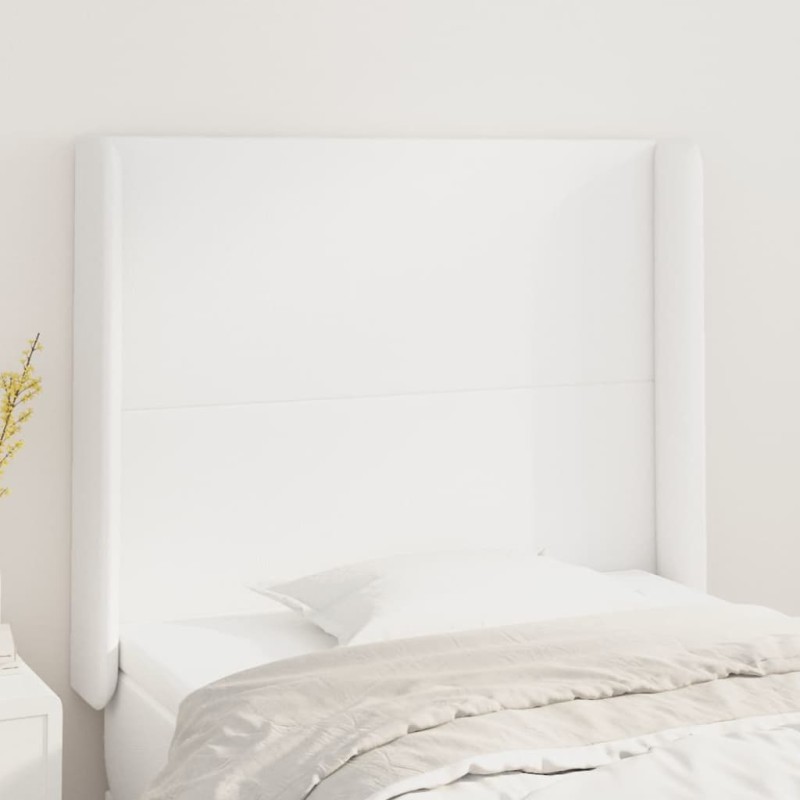 vidaXL Cabecero con orejas de cuero sintético blanco 83x16x118/128 cm
