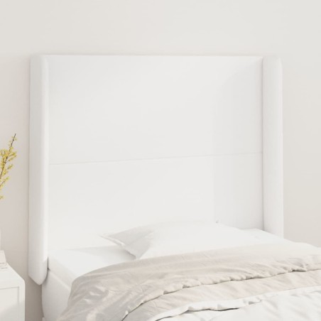vidaXL Cabecero con orejas de cuero sintético blanco 83x16x118/128 cm