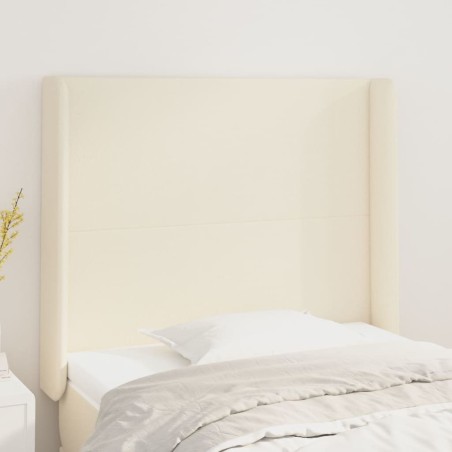 vidaXL Cabecero con orejas cuero sintético crema 103x16x118/128cm