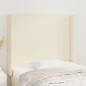 vidaXL Cabecero con orejas cuero sintético crema 103x16x118/128cm vidaXL Cabecero con orejas cuero sintético crema 103x16x118/128cm