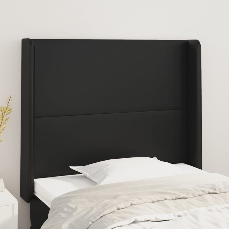 vidaXL Cabecero con orejas de cuero sintético negro 93x16x118/128 cm