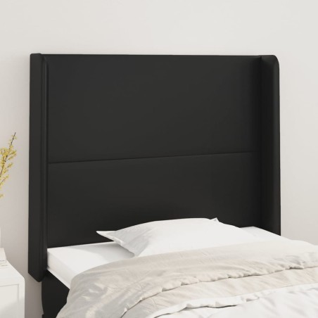 vidaXL Cabecero con orejas de cuero sintético negro 93x16x118/128 cm