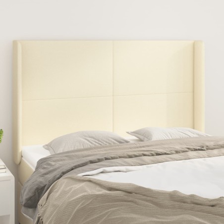 vidaXL Cabecero con orejas cuero sintético crema 147x16x118/128cm