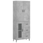 vidaXL Aparador alto madera contrachapada gris hormigón 69,5x34x180 cm vidaXL Aparador alto madera contrachapada gris hormigón 69,5x34x180 cm
