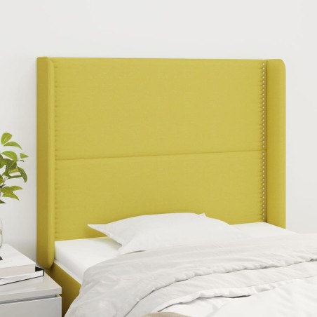 vidaXL Cabecero con orejas de tela verde 83x16x118/128 cm