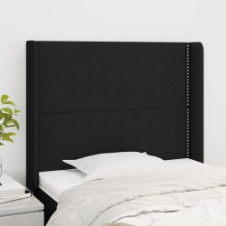 vidaXL Cabecero con orejas de tela negro 83x16x118/128 cm