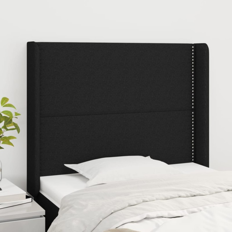 vidaXL Cabecero con orejas de tela negro 83x16x118/128 cm vidaXL Cabecero con orejas de tela negro 83x16x118/128 cm