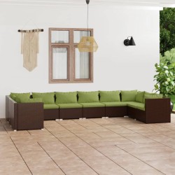 vidaXL Set muebles de jardín 10 pzas y cojines ratán sintético marrón