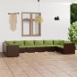 vidaXL Set muebles de jardín 10 pzas y cojines ratán sintético marrón vidaXL Set muebles de jardín 10 pzas y cojines ratán sintético marrón