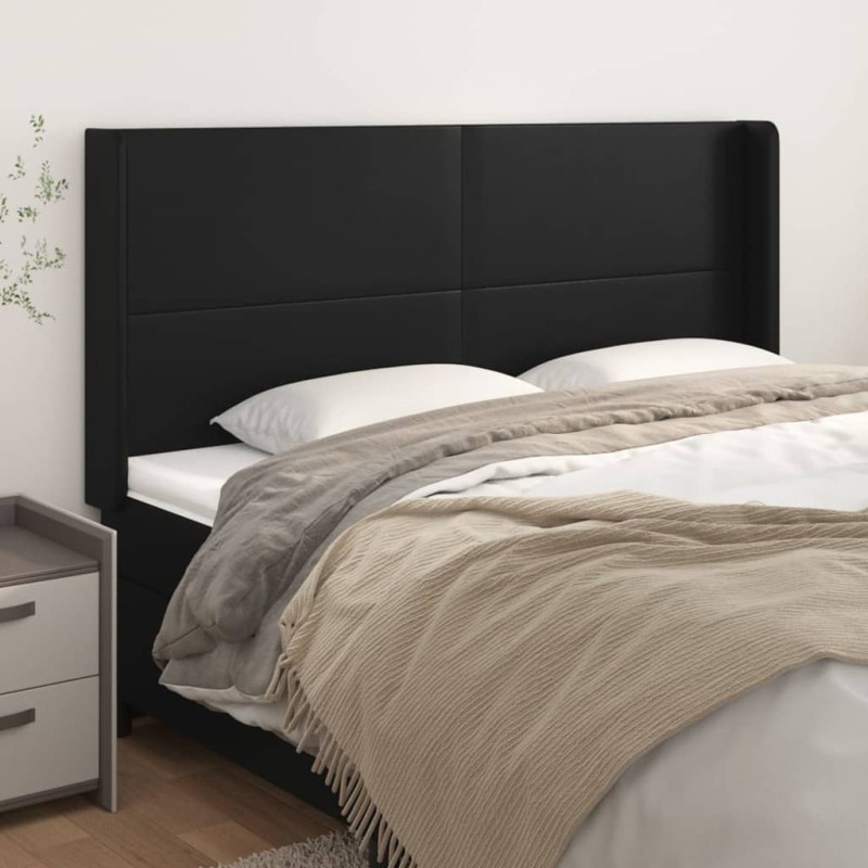 vidaXL Cabecero con orejas cuero sintético negro 183x16x118/128 cm vidaXL Cabecero con orejas cuero sintético negro 183x16x118/128 cm