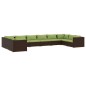 vidaXL Set muebles de jardín 10 pzas y cojines ratán sintético marrón vidaXL Set muebles de jardín 10 pzas y cojines ratán sintético marrón