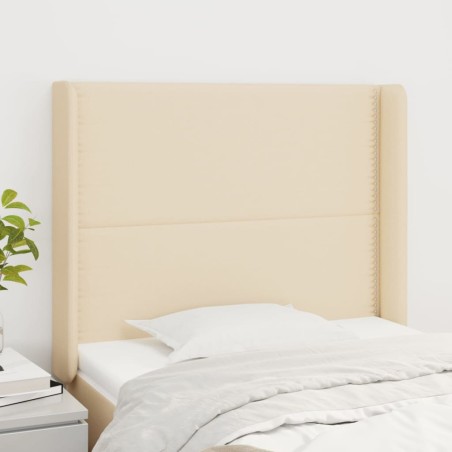 vidaXL Cabecero con orejas de tela color crema 103x16x118/128 cm