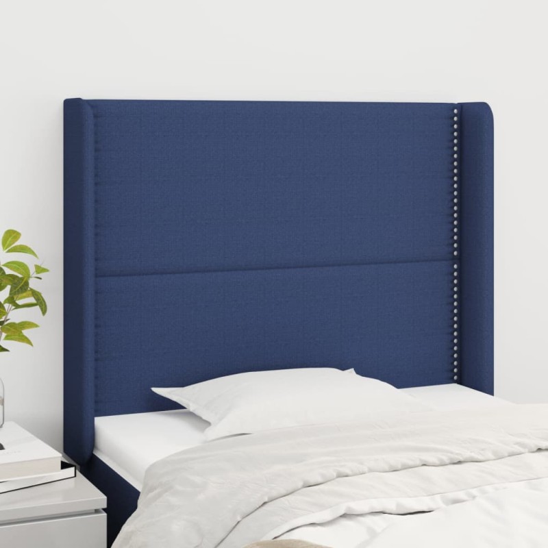 vidaXL Cabecero con orejas de tela azul 93x16x118/128 cm