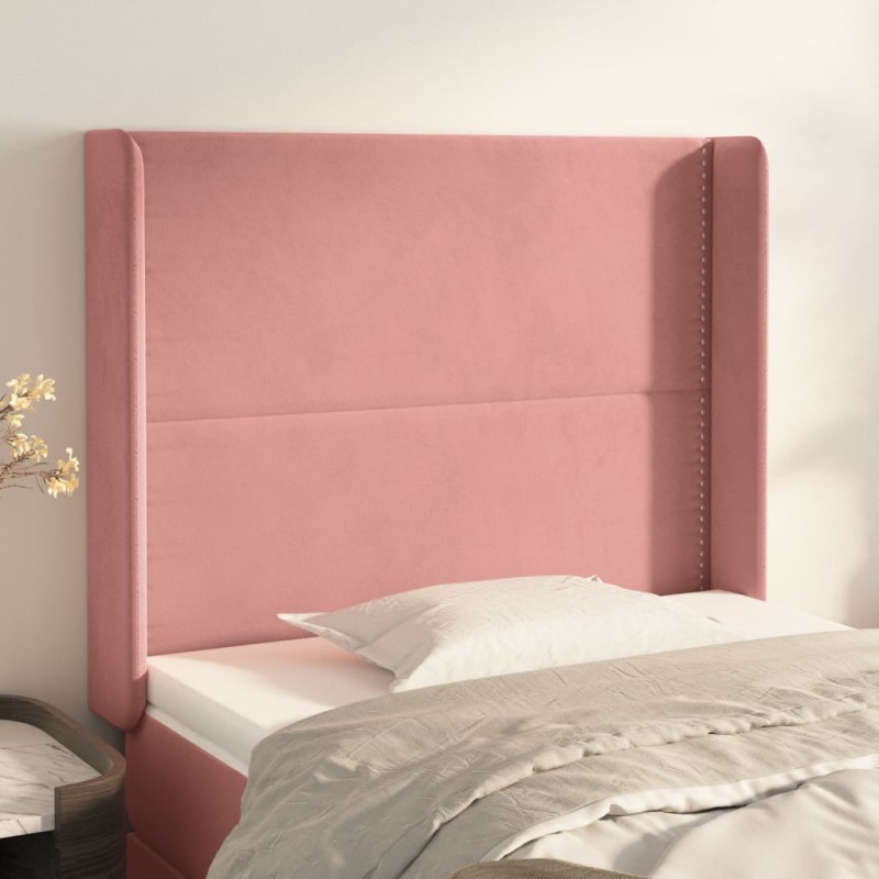 vidaXL Cabecero con orejas de terciopelo rosa 83x16x118/128 cm vidaXL Cabecero con orejas de terciopelo rosa 83x16x118/128 cm